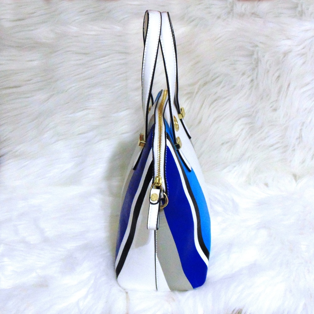 Kate Landry Blue and White Striped Hand Bag - Picture 4 of 8